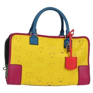 LOEWE Anagram Amazona 36 Hand Bag Leather Yellow Gold